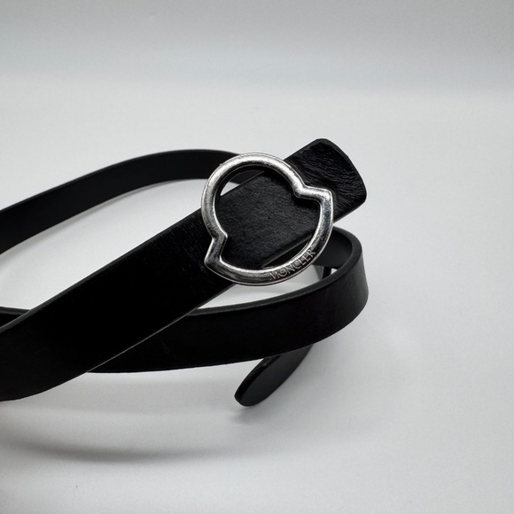 Moncler Authentic Black Leather Logo Buckle Belt Size 40 Pre-Owned - Picture 5 of 8